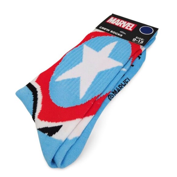 Legendary Marvel MCU Light Blue Captain America Adult Novelty Crew Socks YS1510 - Picture 3 of 3
